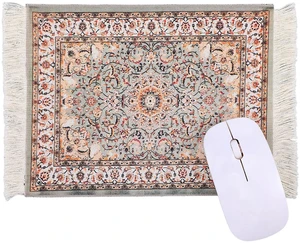 Persian Rug Mouse Pad - Vintage Bohemian Carpet Style Desk Mat with Fringed Edges, Non-Slip Rubber Base, Aesthetic Table Decor for Home & Office Persian Rug Mouse Pad - Vintage Bohemian Carpet Style Desk Mat with Fringed Edges, Non-Slip Rubber Base, Aesthetic Table Decor for Home & Office