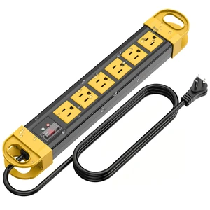 Outdoor Power Strip Weatherproof, 2700J Surge Protector, Yellow 6Ft | IPX6 Waterproof 6 Plug Extender Port, Exterior Long Extension Cord with Multiple Outlets for Garden, Christmas Decor Outdoor Power Strip Weatherproof, 2700J Surge Protector, Yellow 6Ft | IPX6 Waterproof 6 Plug Extender Port, Exterior Long Extension Cord with Multiple Outlets for Garden, Christmas Decor