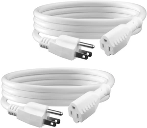 6ft White Outdoor Extension Cord 16/3 SJTW, 2 Pack, 3-Prong, Weather Resistant & Flame Retardant, for Indoor, Garden, Landscaping & Holiday Decorations, ETL 6ft White Outdoor Extension Cord 16/3 SJTW, 2 Pack, 3-Prong, Weather Resistant & Flame Retardant, for Indoor, Garden, Landscaping & Holiday Decorations, ETL