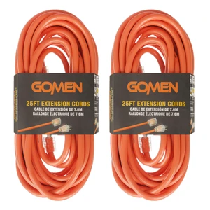 16 Gauge Extension Cord 25 ft with Lighted End - 16/3 SJTW Outdoor/Indoor Heavy Duty, 3 Prong Plug, Orange Weather Resistant Jacket, Applicable to Major Tools and Appliances, 2 Pack 16 Gauge Extension Cord 25 ft with Lighted End - 16/3 SJTW Outdoor/Indoor Heavy Duty, 3 Prong Plug, Orange Weather Resistant Jacket, Applicable to Major Tools and Appliances, 2 Pack