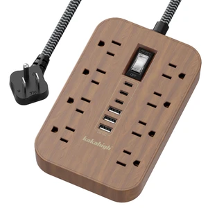 Walnut Power Strip with USB Ports - 5 FT | 1625W Wood Power Strip with 8 AC Outlet 6 USB, For Brown Tan Wood Walnut Grain Aesthetic Vintage Rustic Desk Decor Walnut Power Strip with USB Ports - 5 FT | 1625W Wood Power Strip with 8 AC Outlet 6 USB, For Brown Tan Wood Walnut Grain Aesthetic Vintage Rustic Desk Decor