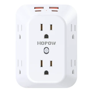 Outlet Extender, 6 Outlets, 2A2C, 1050J, USB Wall Charger, 1875W/15A | ETL Listed, 3-Sided Surge Protector, Mountable, 1.9in Wide Spaced, Multi Plug Wall Outlet for Home Office Travel, White Outlet Extender, 6 Outlets, 2A2C, 1050J, USB Wall Charger, 1875W/15A | ETL Listed, 3-Sided Surge Protector, Mountable, 1.9in Wide Spaced, Multi Plug Wall Outlet for Home Office Travel, White