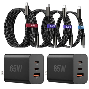 65W Super Fast Charger Type C, 3-Port USB C Fast Charger PPS/PD/QC Block | 65 Watt GaN Wall Charger & 3/6.6/6.6/10FT Cable, for Samsung Galaxy S26 Ultra/S26+/S25 Ultra, i Phone 17/16, i Pad, Mac Book 65W Super Fast Charger Type C, 3-Port USB C Fast Charger PPS/PD/QC Block | 65 Watt GaN Wall Charger & 3/6.6/6.6/10FT Cable, for Samsung Galaxy S26 Ultra/S26+/S25 Ultra, i Phone 17/16, i Pad, Mac Book