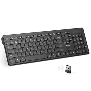 Wireless Keyboards Full Size, Bluetooth+2.4G USB for Windows, Black | External Cordless Computer Keyboard with Number Pad, Multi Device for PC, Desktop, Laptop, Chromebook, AAA Battery Operated Wireless Keyboards Full Size, Bluetooth+2.4G USB for Windows, Black | External Cordless Computer Keyboard with Number Pad, Multi Device for PC, Desktop, Laptop, Chromebook, AAA Battery Operated