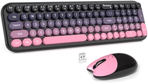 Wireless Keyboard and Mouse Combo, Compact Small Keyboard with Large Print, 2.4GHz Retro Typewriter Keyboard, Quiet Click Mouse for PC, Laptop, Desktop, Windows (Plum Pink Gradient) Wireless Keyboard and Mouse Combo, Compact Small Keyboard with Large Print, 2.4GHz Retro Typewriter Keyboard, Quiet Click Mouse for PC, Laptop, Desktop, Windows (Plum Pink Gradient)