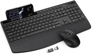 Wireless Keyboard and Mouse Combo, Full Size with Wrist Rest, KM71 | Ergonomic, Wider Wrist Support, Sleep Mode, Silent Typing, 3 DPI Mouse, USB-C Adapter, 2.4GHz Stable for Laptop, PC Wireless Keyboard and Mouse Combo, Full Size with Wrist Rest, KM71 | Ergonomic, Wider Wrist Support, Sleep Mode, Silent Typing, 3 DPI Mouse, USB-C Adapter, 2.4GHz Stable for Laptop, PC