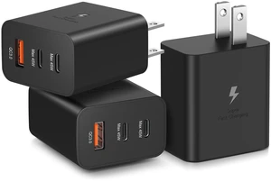 Dual 45W USB C Charger, Super Fast Charger Type C + USB-A Multi Port | PD PPS Fast Charging Block Adapter for Galaxy S26 Ultra S25 FE S24 iPhone 17 Pro Max iPad Tab S11 Android Phones, 3Pack Black Dual 45W USB C Charger, Super Fast Charger Type C + USB-A Multi Port | PD PPS Fast Charging Block Adapter for Galaxy S26 Ultra S25 FE S24 iPhone 17 Pro Max iPad Tab S11 Android Phones, 3Pack Black