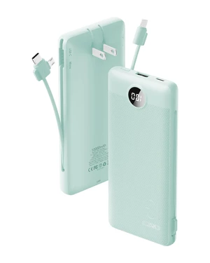 Portable Charger Built-in Cables and AC Wall Plug, USB C Power Bank 10000mAh, Travel Battery Portable Phone Charger Compact Lightweight External Battery Pack for Smart Phones, Tablets etc-Green Portable Charger Built-in Cables and AC Wall Plug, USB C Power Bank 10000mAh, Travel Battery Portable Phone Charger Compact Lightweight External Battery Pack for Smart Phones, Tablets etc-Green
