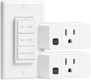 Remote Control Outlet with Decorator Rocker Magnetic Wall Switch | Portable Magnetic Switch, 200FT Wireless Range, Mini Plug, 15A/1875W, for Lamps/Lights/Household Appliances, ETL & FCC Listed Remote Control Outlet with Decorator Rocker Magnetic Wall Switch | Portable Magnetic Switch, 200FT Wireless Range, Mini Plug, 15A/1875W, for Lamps/Lights/Household Appliances, ETL & FCC Listed