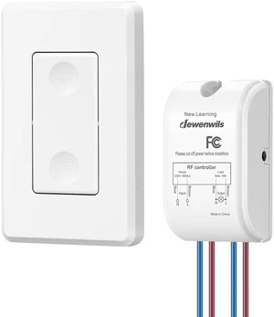 Wireless Light Switch Kit, No Wiring, 10A/1000W | 1 Pack Switch+1 Receiver, 100FT RF Range, Remote Control for Ceiling Lights, Fans, Lamps, Hard to Reach Lighting Wireless Light Switch Kit, No Wiring, 10A/1000W | 1 Pack Switch+1 Receiver, 100FT RF Range, Remote Control for Ceiling Lights, Fans, Lamps, Hard to Reach Lighting