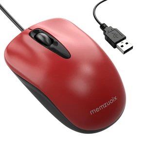 Wired Mouse, 1200 DPI Optical Computer Mouse, Ergonomic Ambidextrous Mouse for Laptop PC Desktop, Plug and Play-Red Wired Mouse, 1200 DPI Optical Computer Mouse, Ergonomic Ambidextrous Mouse for Laptop PC Desktop, Plug and Play-Red