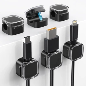 Magnetic Cord Clips, 6 Pack Cord Organizer Holder for Desk Office Accessories, Cable Holder Hide Phone USB Power Wire Cord Clips for Management Home Nightstand Kitchen Appliances, Clear Black Magnetic Cord Clips, 6 Pack Cord Organizer Holder for Desk Office Accessories, Cable Holder Hide Phone USB Power Wire Cord Clips for Management Home Nightstand Kitchen Appliances, Clear Black
