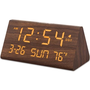 Digital Alarm Clock for Bedrooms - Wooden Desk Clock with Date | Day of Week, USB Port, Temperature, Dimmer for Bedside Table, Living Room, Office, Adjustable Volume, Auto DST, Wood Decor Digital Alarm Clock for Bedrooms - Wooden Desk Clock with Date | Day of Week, USB Port, Temperature, Dimmer for Bedside Table, Living Room, Office, Adjustable Volume, Auto DST, Wood Decor