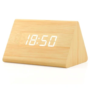Digital Alarm Clock Wooden Alarm Clock Wood Modern Triangle Alarm Digital Desk Clock, Displays Time Date Temperature Calendar Wood Made Electric Clocks for Bedroom, Bedside - Bamboo Digital Alarm Clock Wooden Alarm Clock Wood Modern Triangle Alarm Digital Desk Clock, Displays Time Date Temperature Calendar Wood Made Electric Clocks for Bedroom, Bedside - Bamboo