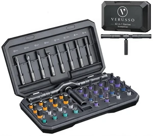 42 in 1 Magnetic Screwdriver Set, Ratcheting Precision Bit Driver with T Handle, Portable Carrying Case for DIY, Electronics, Bicycle and Furniture Repair 42 in 1 Magnetic Screwdriver Set, Ratcheting Precision Bit Driver with T Handle, Portable Carrying Case for DIY, Electronics, Bicycle and Furniture Repair