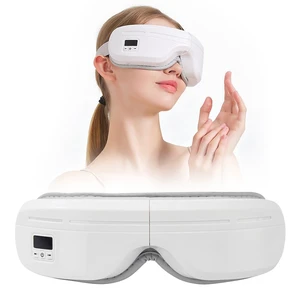 Eye Massager with Heat, Foldable Massaging Eye Mask with Five Massage Modes, Rechargeable Bluetooth Music Sleep Mask for Dry Eyes Relax, Reduce Strain, White Eye Massager with Heat, Foldable Massaging Eye Mask with Five Massage Modes, Rechargeable Bluetooth Music Sleep Mask for Dry Eyes Relax, Reduce Strain, White