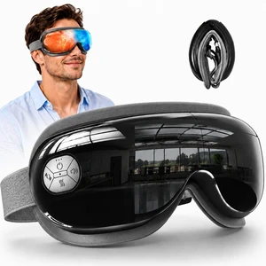 Eye Massager with Heat and Cooling, Black Massaging Eye Mask | Vibration & Compression, Massager For Migraines, Dry Eye Strain Relief, Sleep, FSA-HSA Eligible, Gifts for Women & Men Eye Massager with Heat and Cooling, Black Massaging Eye Mask | Vibration & Compression, Massager For Migraines, Dry Eye Strain Relief, Sleep, FSA-HSA Eligible, Gifts for Women & Men