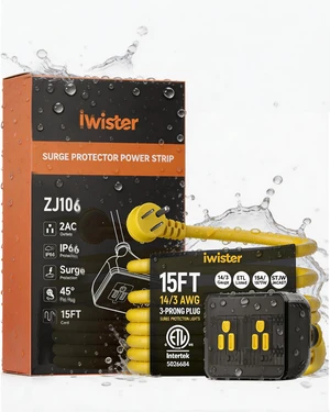 Outdoor Extension Cord, 15 Ft Outdoor Power Strip with Surge Protector, 1875W/15A, IP66 Waterproof, Heavy Duty Extension Cord with Multiple Outlets for Patio, Garden, Pool, RV Outdoor Extension Cord, 15 Ft Outdoor Power Strip with Surge Protector, 1875W/15A, IP66 Waterproof, Heavy Duty Extension Cord with Multiple Outlets for Patio, Garden, Pool, RV