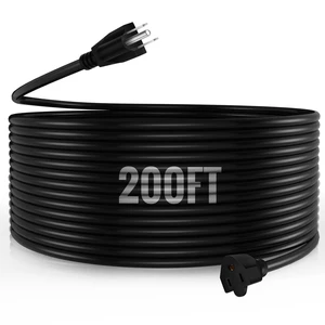 200 ft Outdoor Extension Cord 16/3 Heavy Duty 3 Prong SJTW | 10a 1250w Weatherproof Vinyl Cable, 16awg Rated for Lawn Office Indoor Use, Durable Power Extension 200 ft Outdoor Extension Cord 16/3 Heavy Duty 3 Prong SJTW | 10a 1250w Weatherproof Vinyl Cable, 16awg Rated for Lawn Office Indoor Use, Durable Power Extension