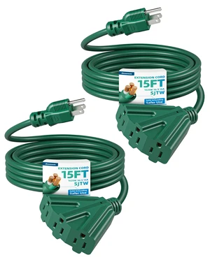 2 Pack 15FT Green Outdoor Extension Cord 16/3 SJTW, ETL Listed | Sunproof & Rainproof, Weatherproof Power Cable for Outdoor String Lights, Landscaping Lights, Yard Lighting 2 Pack 15FT Green Outdoor Extension Cord 16/3 SJTW, ETL Listed | Sunproof & Rainproof, Weatherproof Power Cable for Outdoor String Lights, Landscaping Lights, Yard Lighting