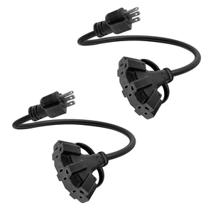 1FT 2 Pack 12 Gauge 3 Outlet Outdoor Extension Cord 12/3 Heavy Duty SJTW Power Cord 3 Way Waterproof Power Cable 3 Prong Grounded 12AWG 15Amp 1875W ETL Listed 1FT 2 Pack 12 Gauge 3 Outlet Outdoor Extension Cord 12/3 Heavy Duty SJTW Power Cord 3 Way Waterproof Power Cable 3 Prong Grounded 12AWG 15Amp 1875W ETL Listed