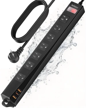 Outdoor Power Strip Weatherproof IPX6, 10FT Extension Cord 7 AC | 1625W/13A 10FT USB Power Strip with Multiple Outlets,7 AC & 3 USB, Wall Mount for Camping,Poolside,Garden,Workshop, UL Listed Outdoor Power Strip Weatherproof IPX6, 10FT Extension Cord 7 AC | 1625W/13A 10FT USB Power Strip with Multiple Outlets,7 AC & 3 USB, Wall Mount for Camping,Poolside,Garden,Workshop, UL Listed