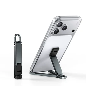 Portable Phone Stand, Foldable EDC Keychain Phone Holder with Snap Hook, Mini Aluminum Travel Cell Phone Stand for iPhone and Smartphones Under 8 Inches(Gray) Portable Phone Stand, Foldable EDC Keychain Phone Holder with Snap Hook, Mini Aluminum Travel Cell Phone Stand for iPhone and Smartphones Under 8 Inches(Gray)