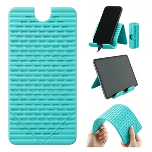 Flexible Silicone Aluminum Phone Holder Tablet Stand with Charging Port Design, Foldable Airplane Laptop/Phone Stand for Home Office Travel (Tiffany) Flexible Silicone Aluminum Phone Holder Tablet Stand with Charging Port Design, Foldable Airplane Laptop/Phone Stand for Home Office Travel (Tiffany)