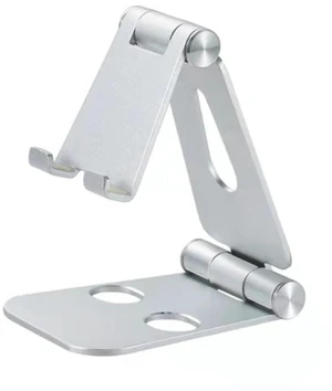 Adjustable Phone Stand, Premium Aluminum Foldable Desktop Holder in Black, Silver, Gold, Rose Gold with Dual-Hinge Design for Phones, Tablets (Silver) Adjustable Phone Stand, Premium Aluminum Foldable Desktop Holder in Black, Silver, Gold, Rose Gold with Dual-Hinge Design for Phones, Tablets (Silver)