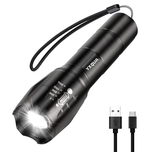 USB-C Rechargeable LED Flashlight, 1000 Lumen | Emergency Use, Zoomable, 3 Light Modes, Home, Hurricane, Camping, Handheld, Type-C Charging USB-C Rechargeable LED Flashlight, 1000 Lumen | Emergency Use, Zoomable, 3 Light Modes, Home, Hurricane, Camping, Handheld, Type-C Charging