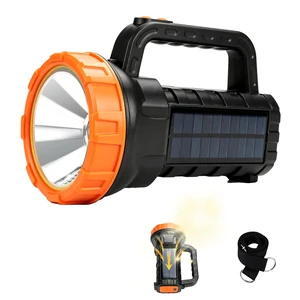 Solar Handheld Flashlight,3-in-1 LED Work Light with Side Light | 6000mAh,30Hrs,1600LM,6 Modes,IP65 Waterproof,LED Searchlight with Shoulder Strap,for Emergencies,Camping,Outdoor,Hiking Solar Handheld Flashlight,3-in-1 LED Work Light with Side Light | 6000mAh,30Hrs,1600LM,6 Modes,IP65 Waterproof,LED Searchlight with Shoulder Strap,for Emergencies,Camping,Outdoor,Hiking