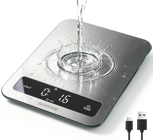 Waterproof Food Scale, 22lb Kitchen Scale, IP67, Rechargeable, Grey | 1g Precision, Premium Stainless Steel & Tempered Glass, Clear LED Display, 6 Units, Tare, for Cooking, Making Sourdough Bread Waterproof Food Scale, 22lb Kitchen Scale, IP67, Rechargeable, Grey | 1g Precision, Premium Stainless Steel & Tempered Glass, Clear LED Display, 6 Units, Tare, for Cooking, Making Sourdough Bread
