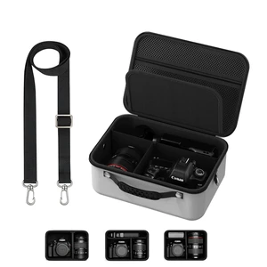 Hard Shell Camera Case Compatible with Canon EOS Rebel T7/R50/R100 and More DSLR & Mirrorless Cameras Portable Travel Bag with Adjustable Dividers, Mesh Pocket & Shoulder Strap (Grey) Hard Shell Camera Case Compatible with Canon EOS Rebel T7/R50/R100 and More DSLR & Mirrorless Cameras Portable Travel Bag with Adjustable Dividers, Mesh Pocket & Shoulder Strap (Grey)