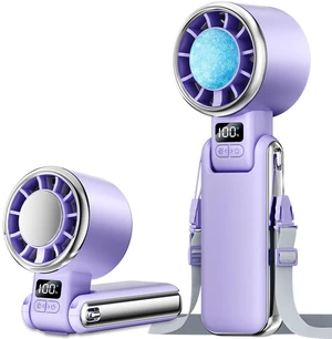 Portable Handheld Fan with Ice Cooling - 5 Gear High Speed Personal Turbo Fan Rechargeable, Up to 11 Hrs, Mini Hand Fans for Travel Essentials, Beach Vacation, Gifts for Women, Men (Purple) Portable Handheld Fan with Ice Cooling - 5 Gear High Speed Personal Turbo Fan Rechargeable, Up to 11 Hrs, Mini Hand Fans for Travel Essentials, Beach Vacation, Gifts for Women, Men (Purple)