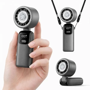 Portable Handheld Turbo Fan with Ice Cooling Up tp 12Hrs Cooling, Rechargeable Mini Personal Hand Fan Blow Cold Air, 5 Speed 26000RPM Powerful Portable Fan for Travel, Outdoor, Hiking (Gray) Portable Handheld Turbo Fan with Ice Cooling Up tp 12Hrs Cooling, Rechargeable Mini Personal Hand Fan Blow Cold Air, 5 Speed 26000RPM Powerful Portable Fan for Travel, Outdoor, Hiking (Gray)