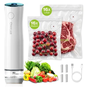 Portable Handheld Vacuum Sealer for Food with 32 Reusable Bags, Compact & Powerful Food Vacuum Sealer with Visible Liquid Tank, Digital Display and 6X Freshness Lock for Meal Prep & Storage Portable Handheld Vacuum Sealer for Food with 32 Reusable Bags, Compact & Powerful Food Vacuum Sealer with Visible Liquid Tank, Digital Display and 6X Freshness Lock for Meal Prep & Storage
