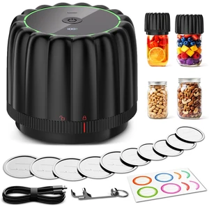 Upgraded Mason Jar Vacuum Sealer Kit - 2500mAh, 80Kpa, 10x Freshness | One-Touch Auto-Off Jar Vacuum Sealer for Wide & Regular Mouth Mason Jars and 10 Lids, for Longer Kitchen Food Storage Upgraded Mason Jar Vacuum Sealer Kit - 2500mAh, 80Kpa, 10x Freshness | One-Touch Auto-Off Jar Vacuum Sealer for Wide & Regular Mouth Mason Jars and 10 Lids, for Longer Kitchen Food Storage
