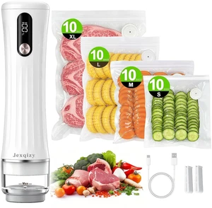 Vacuum Sealer for Food with LED Display, 80Kpa Handheld Food saver | Compact Vacuum Sealer Machine + 40Vacuum Bags, 2000mAh Portable Food Sealer for Meal Prep, Food Storage,10X Preservation Vacuum Sealer for Food with LED Display, 80Kpa Handheld Food saver | Compact Vacuum Sealer Machine + 40Vacuum Bags, 2000mAh Portable Food Sealer for Meal Prep, Food Storage,10X Preservation