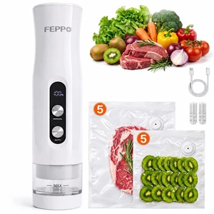 Powerful Compact Vacuum Sealer for Food with 10 Bags | (Vacuum Sealer + 10 Reusable Bags), Anti-Overflow Portable Handheld Food Sealer, Auto & Manual Modes, Travel Lock, Easy-Clean Powerful Compact Vacuum Sealer for Food with 10 Bags | (Vacuum Sealer + 10 Reusable Bags), Anti-Overflow Portable Handheld Food Sealer, Auto & Manual Modes, Travel Lock, Easy-Clean