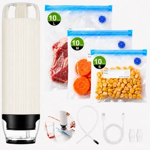 80kPa Compact Vacuum Sealer for Food (Vacuum Sealer Machine + 30 Reusable Vacuum Bags), Powerful Handheld Vacuum Sealer, USB-C Rechargeable Cordless Food Vacuum Sealer for Meal Prep and Food Storage 80kPa Compact Vacuum Sealer for Food (Vacuum Sealer Machine + 30 Reusable Vacuum Bags), Powerful Handheld Vacuum Sealer, USB-C Rechargeable Cordless Food Vacuum Sealer for Meal Prep and Food Storage