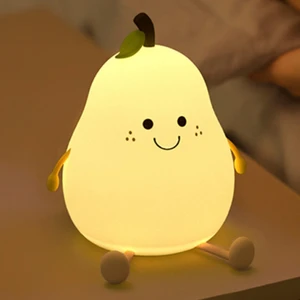Cute Pear Night Light, USB Rechargeable Silicone Nursery Lamp | Portable Bedside Light with Warm White and 7 Colors, 3 Brightness Levels, 30/60 Min Timer, Touch Control, 4-6H Runtime Cute Pear Night Light, USB Rechargeable Silicone Nursery Lamp | Portable Bedside Light with Warm White and 7 Colors, 3 Brightness Levels, 30/60 Min Timer, Touch Control, 4-6H Runtime