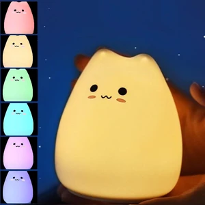 Cat Night Lamp, 7 Colors, Silicone Squishy Cat Night, Battery Operated Night Light, Tap Control, LED Night Lamp, Cute Gifts for Girls and Boys, Nursery Nightlight Cat Night Lamp, 7 Colors, Silicone Squishy Cat Night, Battery Operated Night Light, Tap Control, LED Night Lamp, Cute Gifts for Girls and Boys, Nursery Nightlight
