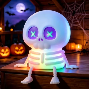Skeleton Night Light for Kids, Silicone Skull Lamp RGB Rechargeable | Touch Control Dimmable, BPA-Free Food-Grade Silicone, 7 RGB Colors, 80-Hour Battery, Halloween Decor Gift for Kids Bedroom Skeleton Night Light for Kids, Silicone Skull Lamp RGB Rechargeable | Touch Control Dimmable, BPA-Free Food-Grade Silicone, 7 RGB Colors, 80-Hour Battery, Halloween Decor Gift for Kids Bedroom