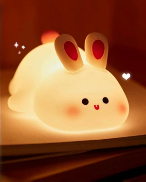 Big Face Rabbit Night Light for Kids, Squishy Silicone Bunny Lamp with Touch Control, 3 Brightness Levels, 30-Min Auto-Off Timer, Rechargeable Bedside Nursery Lamp Big Face Rabbit Night Light for Kids, Squishy Silicone Bunny Lamp with Touch Control, 3 Brightness Levels, 30-Min Auto-Off Timer, Rechargeable Bedside Nursery Lamp