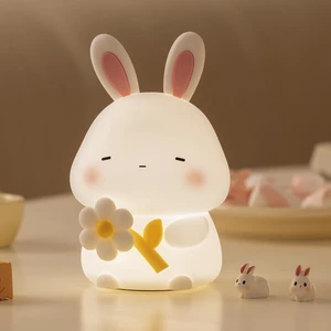 Bunny Night Light, 3 Level Dimmable Rabbit Nursery Nightlight, 1200mAh Soft Silicone Bedside Touch Lamps, Cute Rechargeable Easter Bunny Gifts Room Decor Bunny Night Light, 3 Level Dimmable Rabbit Nursery Nightlight, 1200mAh Soft Silicone Bedside Touch Lamps, Cute Rechargeable Easter Bunny Gifts Room Decor