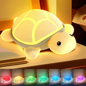 Turtle Night Light for Kids, 7 Color Changing & Touch Control, Rechargeable USB Silicone Squishy LED Lamp for Breastfeeding, Baby Toddler Sleep, Nursery Kids Bedside, Ideal Gift for Boys Girls Turtle Night Light for Kids, 7 Color Changing & Touch Control, Rechargeable USB Silicone Squishy LED Lamp for Breastfeeding, Baby Toddler Sleep, Nursery Kids Bedside, Ideal Gift for Boys Girls