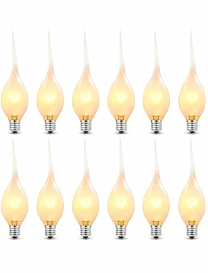 Silicone Dipped Candle Bulbs, 5W Night Light Bulbs, C7/E12 Candelabra Base - Clear Country Style for Christmas Chandelier, Electric Window Candle - 120V, 12 Pack Silicone Dipped Candle Bulbs, 5W Night Light Bulbs, C7/E12 Candelabra Base - Clear Country Style for Christmas Chandelier, Electric Window Candle - 120V, 12 Pack