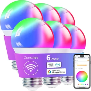 A19 Smart Light Bulbs, 800 Lumens, 6-Pack | Color Changing Smart Bulbs, 60W Equivalent, Works with Apple Home, Alexa, Google Home & SmartThings, Dimmable LED A19 Smart Light Bulbs, 800 Lumens, 6-Pack | Color Changing Smart Bulbs, 60W Equivalent, Works with Apple Home, Alexa, Google Home & SmartThings, Dimmable LED