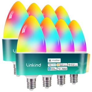 Matter E12 Led Bulb, Color Changing Smart Light Bulbs, 8 Pack | Works with Alexa/Apple Home/Google Home, Decorative Candelabra Light Bulbs for Chandelier, Tunable White, 2.4G WiFi, 500LM Matter E12 Led Bulb, Color Changing Smart Light Bulbs, 8 Pack | Works with Alexa/Apple Home/Google Home, Decorative Candelabra Light Bulbs for Chandelier, Tunable White, 2.4G WiFi, 500LM