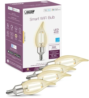 CA10 Smart Flame Tip LED Chandelier Light Bulbs, 40W Eq | Dimmable, 2700K Soft White, 300 Lumens, E12 Candelabra Base, Vintage Filament, WiFi 2.4GHz, Alexa & Google Home Compatible CA10 Smart Flame Tip LED Chandelier Light Bulbs, 40W Eq | Dimmable, 2700K Soft White, 300 Lumens, E12 Candelabra Base, Vintage Filament, WiFi 2.4GHz, Alexa & Google Home Compatible
